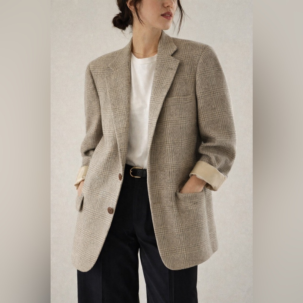 Ralph Lauren Beige Plaid Sport Coat Blazer